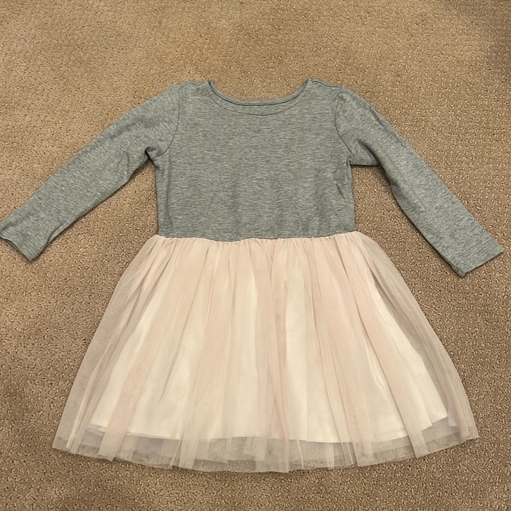 Primary tutu dress, gray and cream size 4–5